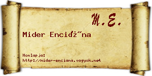 Mider Enciána névjegykártya